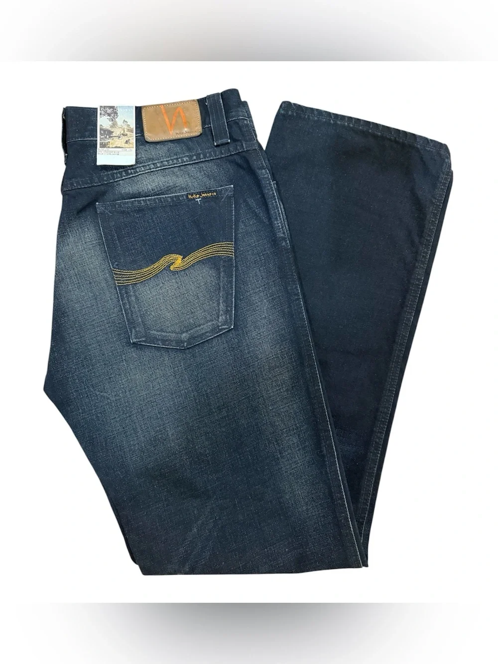 Nudie Jeans Men’s Blue Faded Straight-Leg Jeans